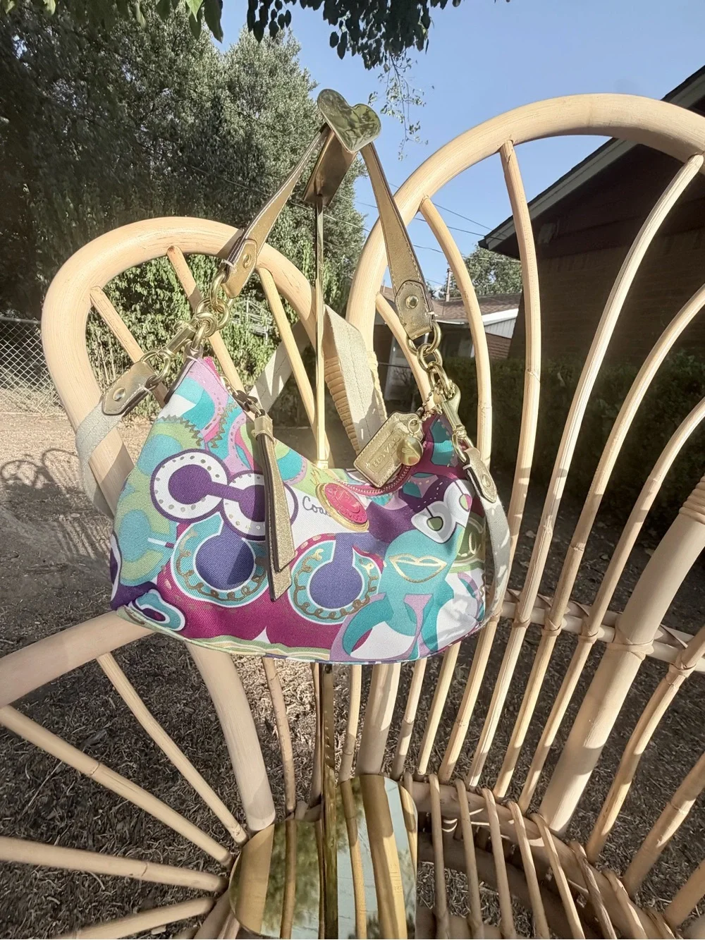 Vintage Demi Coach Poppy multicolor graffiti hobo